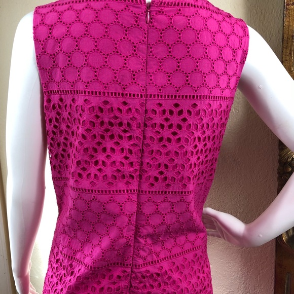 Lands End  Dress Lace Hot Pink Shift Style size 12 - Picture 3 of 4